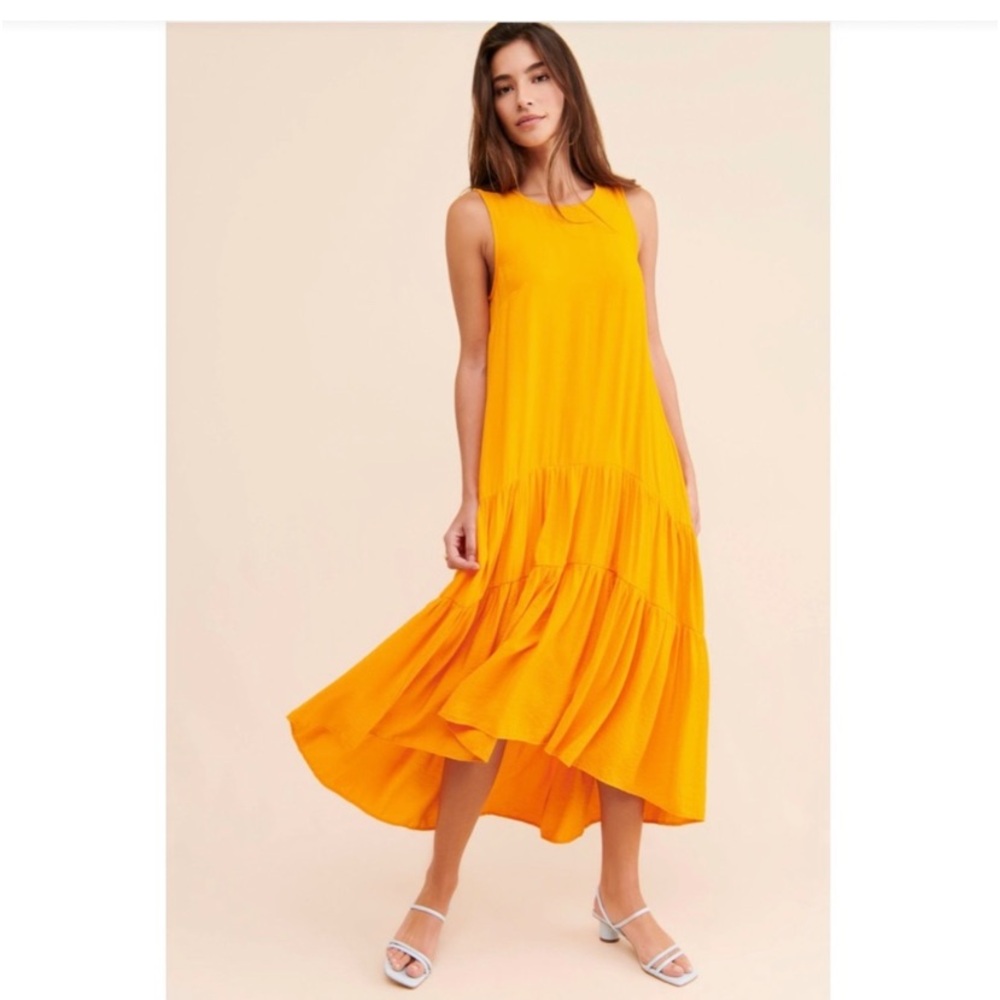 ANTHROPOLOGIE MAEVE MARLENE DROP WAIST TRAPEZE SWING TIERED MAXI DRESS XL